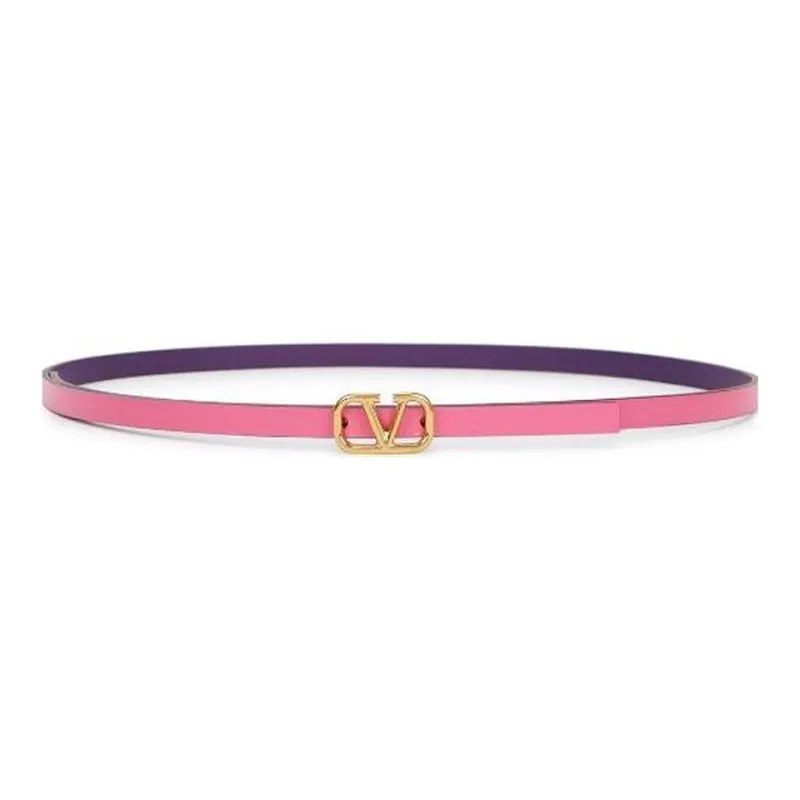 Valentino Double-Sided Adjustable Leather Belts Women's Purple/Pink Width 0.8CM-0
