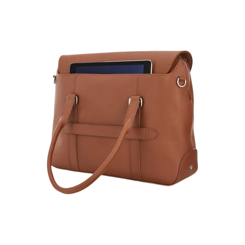 SAMSONITE Leather Laptop Bags Handbag Shoulder Bag Women's Cognac-3