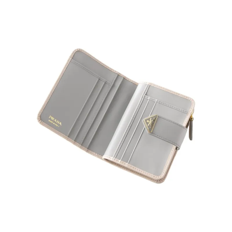 PRADA Leather Wallet Women's Beige & Blue-2