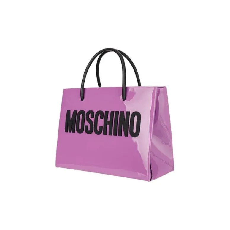 MOSCHINO Shiny Cow Leather Tote Bag Shopping Bag Portable Crossbody Bag Shoulder Bag Women's Light Purple-2