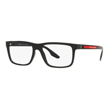 PRADA Plastic Irregular Shape Eyeglass Frames Men's Black