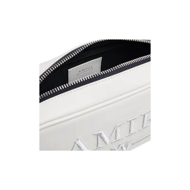 AMIRI Leather Camera Bag Shoulder Bag Crossbody Bag Men's White-3