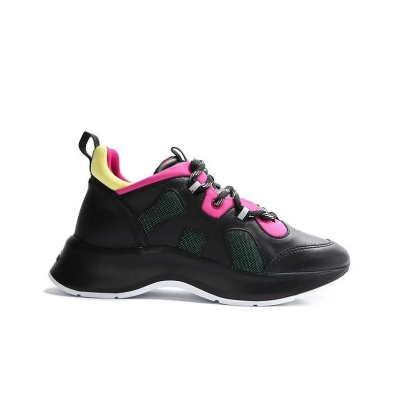HOGAN Wear-Resistant Low-Top Sports Casual Shoes Women's Black Pink-1