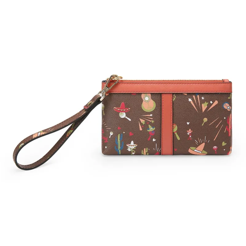 MEXICAN Leather Handbag Coin Purse, Clutch Regular Women's Dark Brown/Khaki/Ecru-0