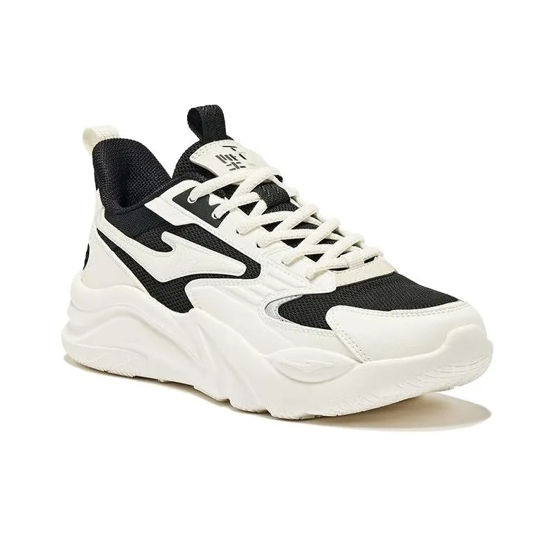 Erke Jie Ao 2.0 Cushioning Anti Slip And Wear Resistant Low Top Casual Shoes Women's Jet Black Microcrystal White-3