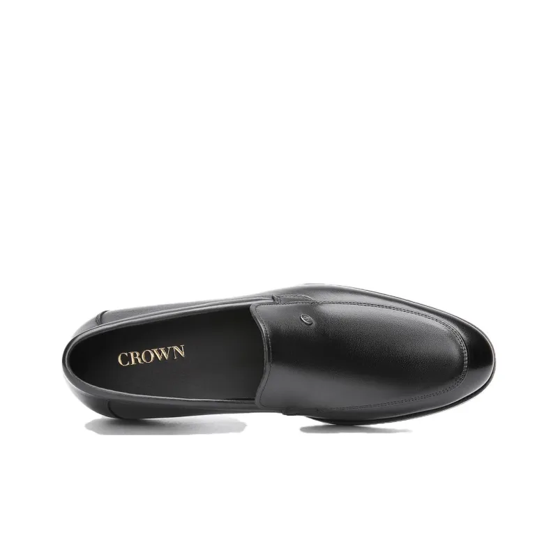 CROWN Dress Shoes Men's Black One Yard Larger-3