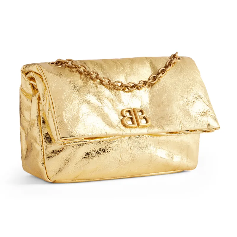 Balenciaga Calfskin Handbag Shoulder Bag Women's Gold-2