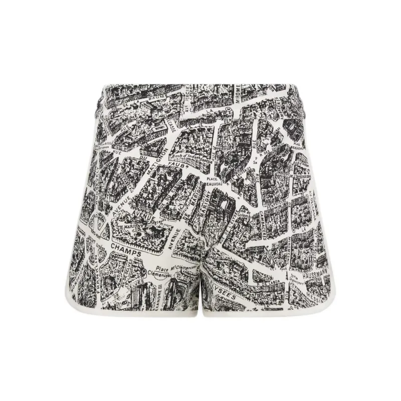 DIOR White And Black Organic Cotton Jersey With Plan Casual Shorts Women's White-1
