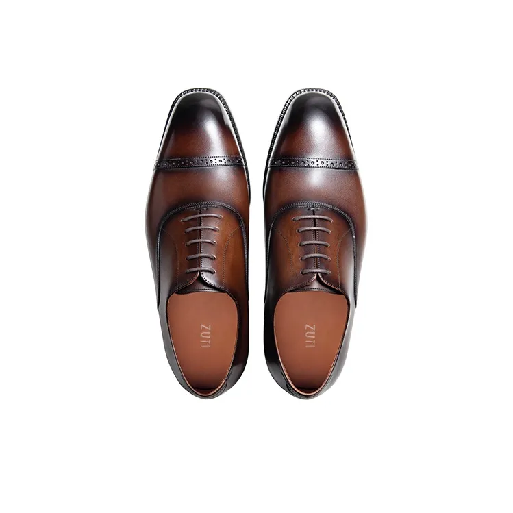Zuti British Business Calfskin Oxford Shoes Dress Shoes Men's Dark Brown Matte-2