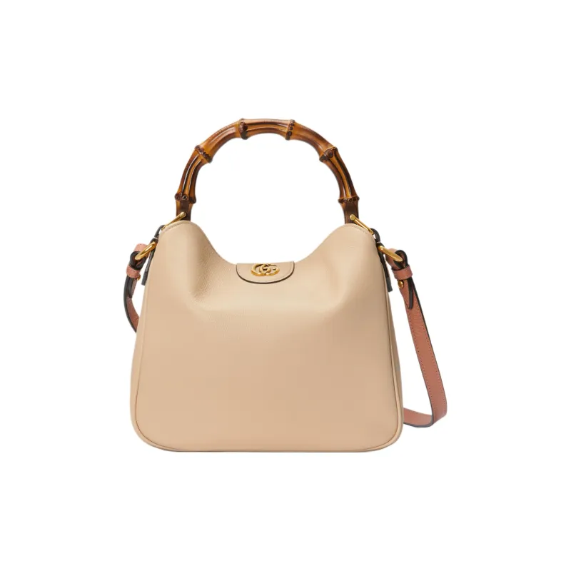 GUCCI Diana Leather Portable Crossbody Bag, Shoulder Bag Trumpets Women's Light Beige-0