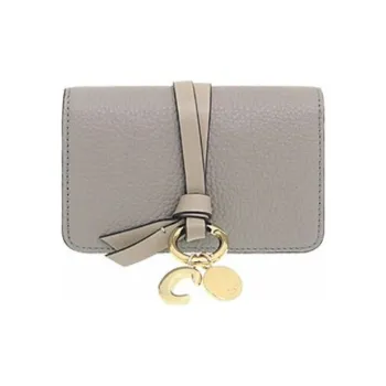 Chloe Alphabet Leather Coin Purse Women's Cashmere Gray