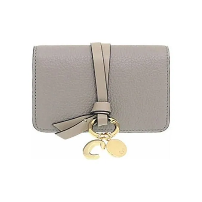 Chloe Alphabet Leather Coin Purse Women's Cashmere Gray-0