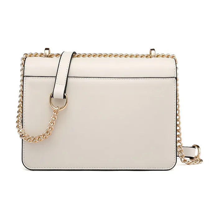 AUGTARLION PU Small Square Bag Chain Shoulder Bag Crossbody Bag Small Size Women's White-3