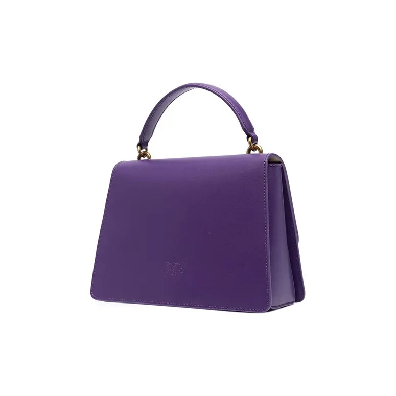 PINKO Calfskin Shoulder Bag, Crossbody Bag, Handbag Women's Purple-2