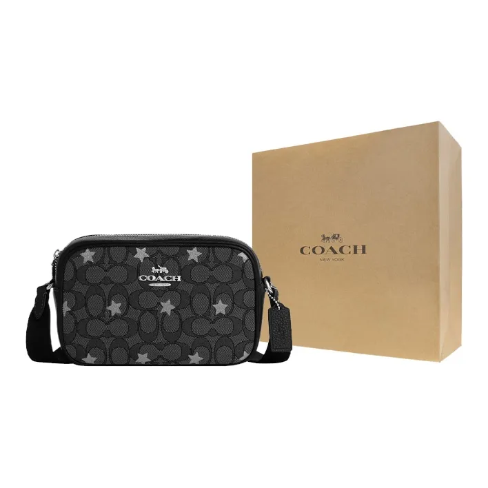 COACH Jamie Coated Canvas With Leather Camera Bag, Shoulder Bag, Crossbody Bag Mini Women's Black-5