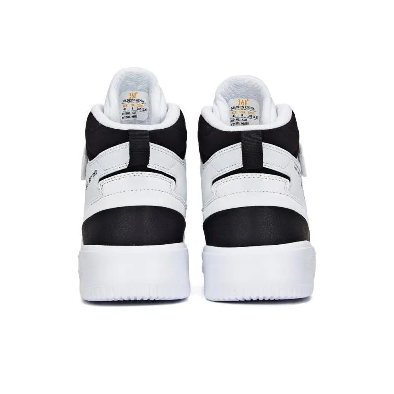 361° Anti Slip Wear Resistant High Top Skateboard Shoes White Black-3