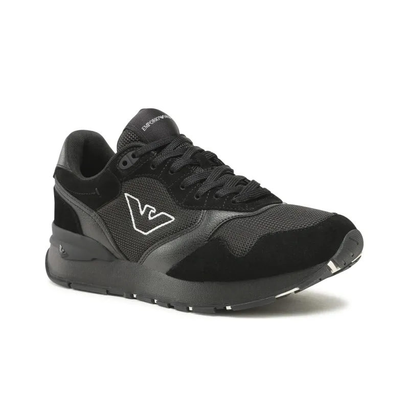 EMPORIO ARMANI Logo Embroidered Mesh Panelled Sneakers-1
