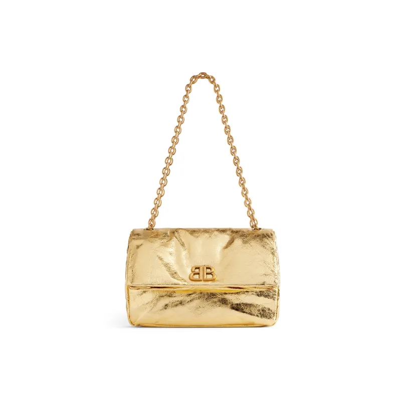 Balenciaga Calfskin Handbag Shoulder Bag Women's Gold-1