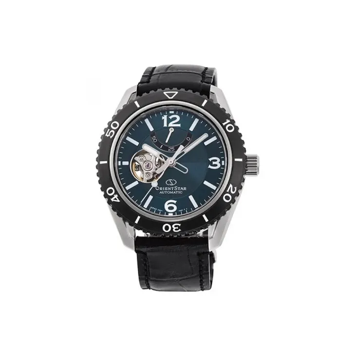 ORIENT STAR Automatic Mechanical Movement Genuine Leather Strap Watch Men's Watches Blue Dial-0