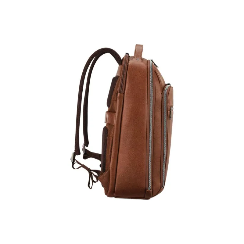 SAMSONITE Leather Laptop Backpack Men's Cognac-1
