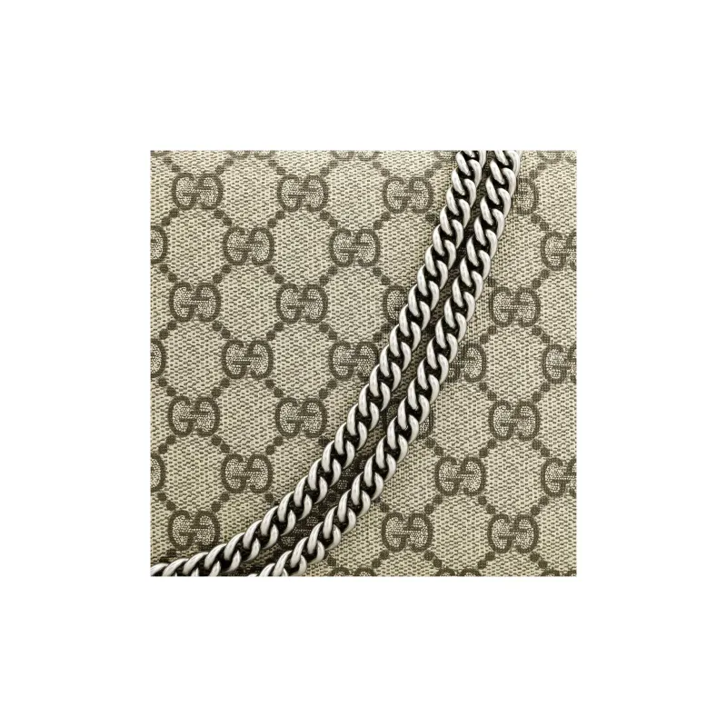 GUCCI Dionysus Wallet On Chain GG Supreme 16 Card Slot Mini Beige-8