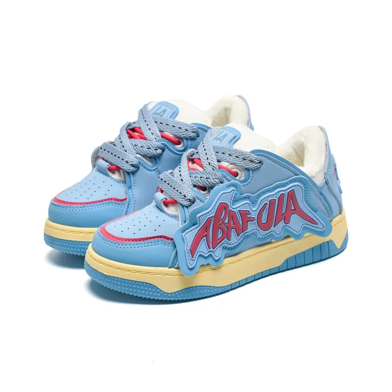 T628 Letter Puffy Shoes Anti Slip Wear Resistant Low Top Skateboard Shoes Unisex-17