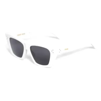 CELINE Acetate Irregular Shape Sunglasses Women's White