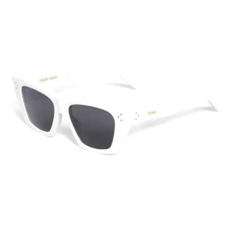 CELINE Acetate Irregular Shape Sunglasses Women's White-0