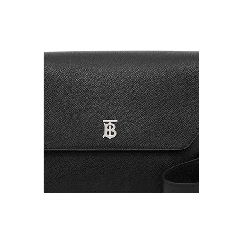 Burberry Monogram Calfskin Messenger Bag Shoulder Bag Crossbody Bag Small Size Men's Black-5