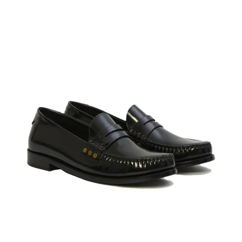 SAINT LAURENT Almond toe Leather Loafers-2