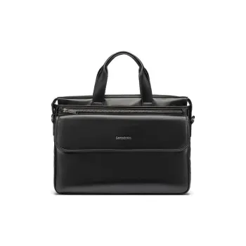 SAMSONITE Cow Leather Laptop Bag Shoulder Bag Crossbody Bag Handbag Medium Size Men's Black