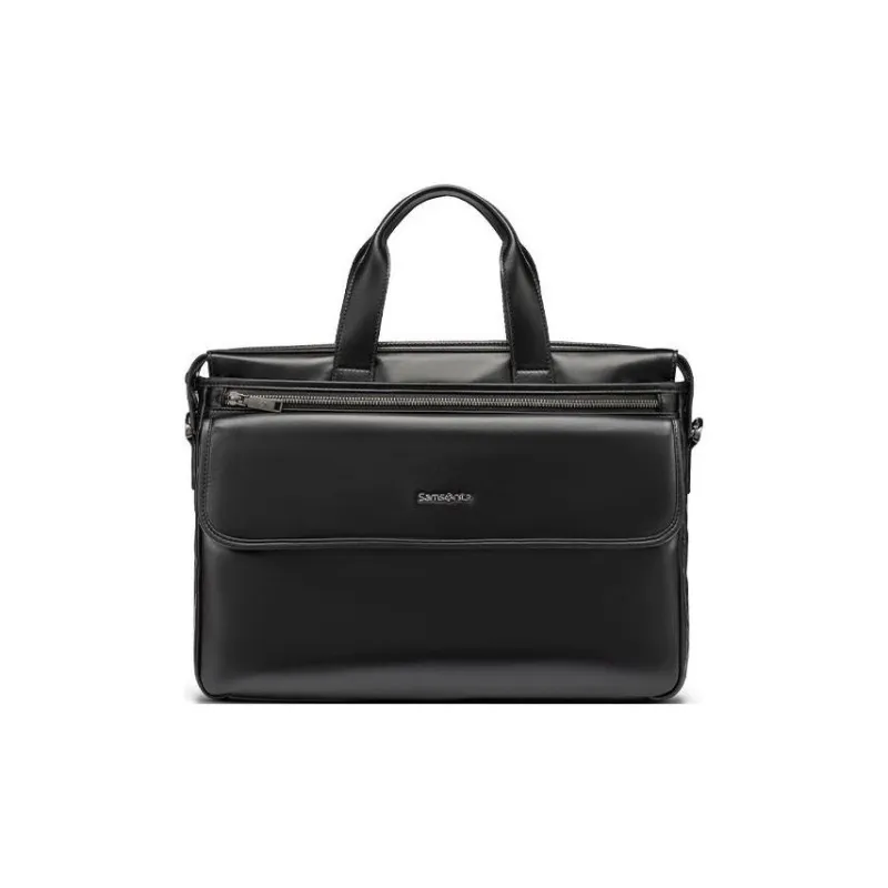 SAMSONITE Cow Leather Laptop Bag Shoulder Bag Crossbody Bag Handbag Medium Size Men's Black-0
