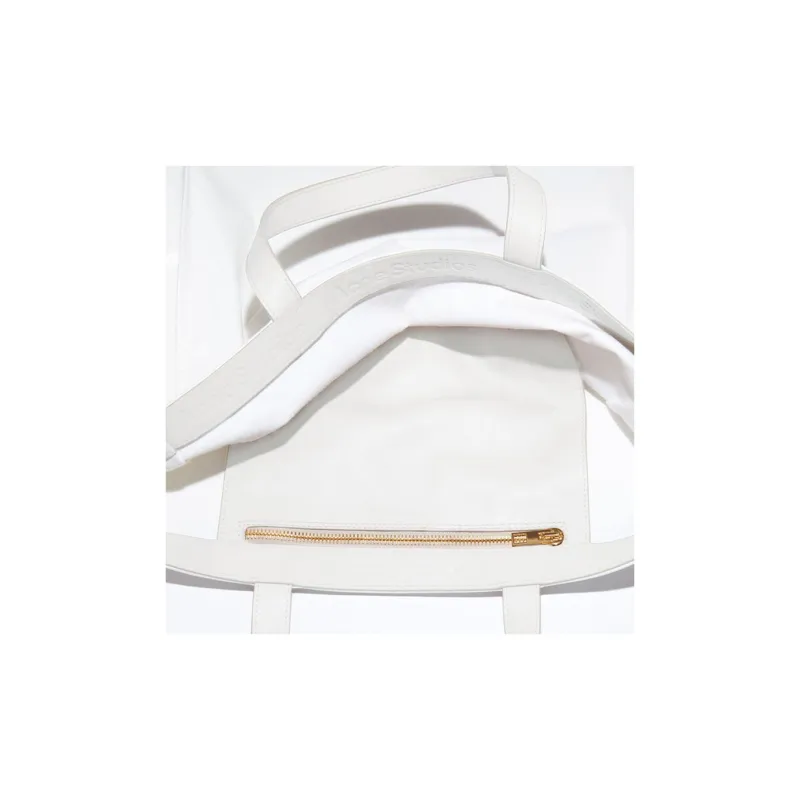 Acne Studios Shiny Coated Cotton Tote Bag, Shopping Bag, Handbag Women's White-2