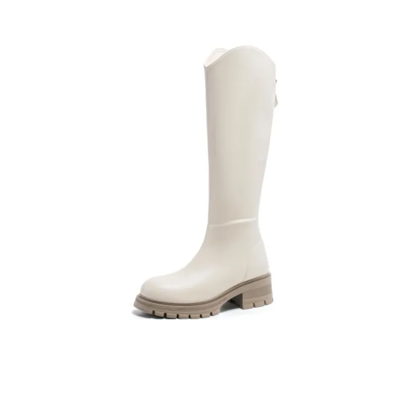 DUSTO Knee high Boots Women's Black/Beige/Coffee-6