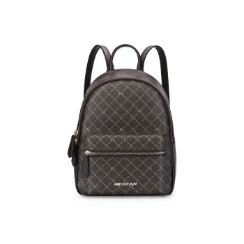 MEXICAN PU Backpack Regular Women's Dark Brown & Dark Coffee/Khaki & Dark Apricot