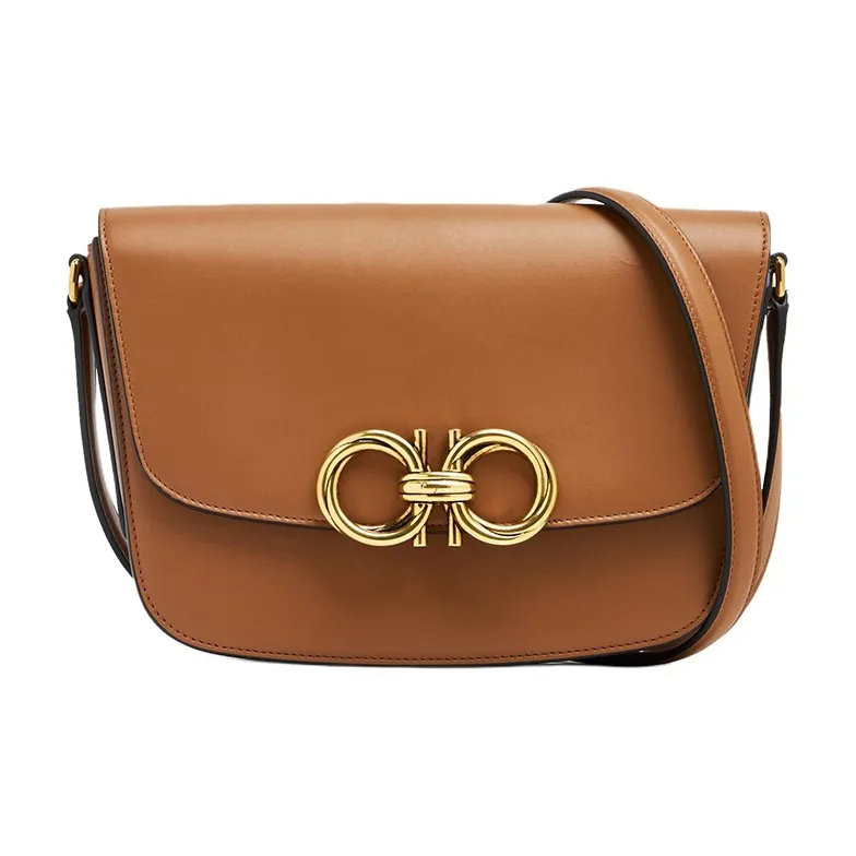 FERRAGAMO Leather Saddle Bag, Shoulder Bag, Crossbody Bag Women's Brown-1