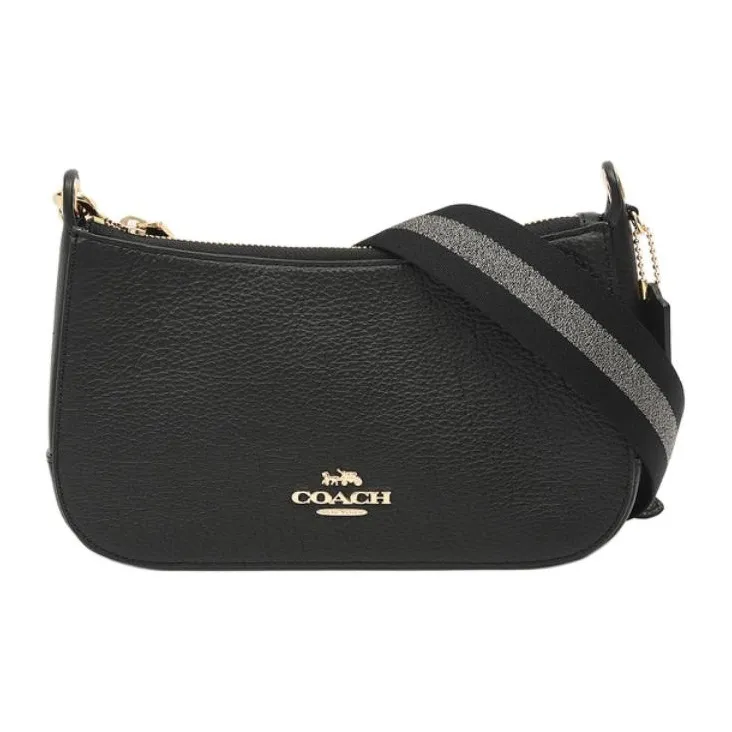 COACH Jes Pebbled Leather Crossbody Bag Medium Size Women's Black-3