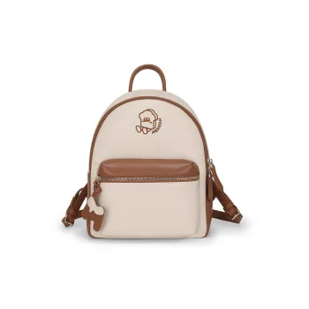 MEXICAN Polyurethane Backpack Regular Women's Ecru & Brown