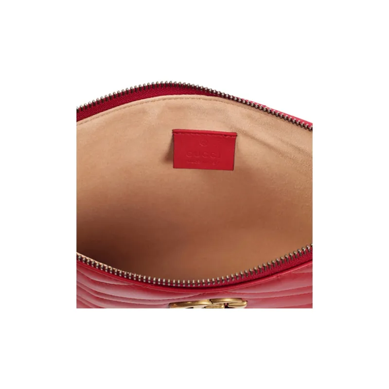 GUCCI Marmont Leather Clutch Women's Red-3