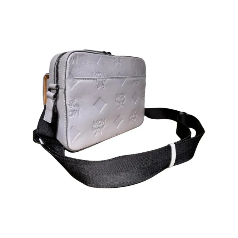 MCM Aren Natural Nappa Leather Messenger Bag Shoulder Bag Crossbody Bag Medium Size Men's Gray-2