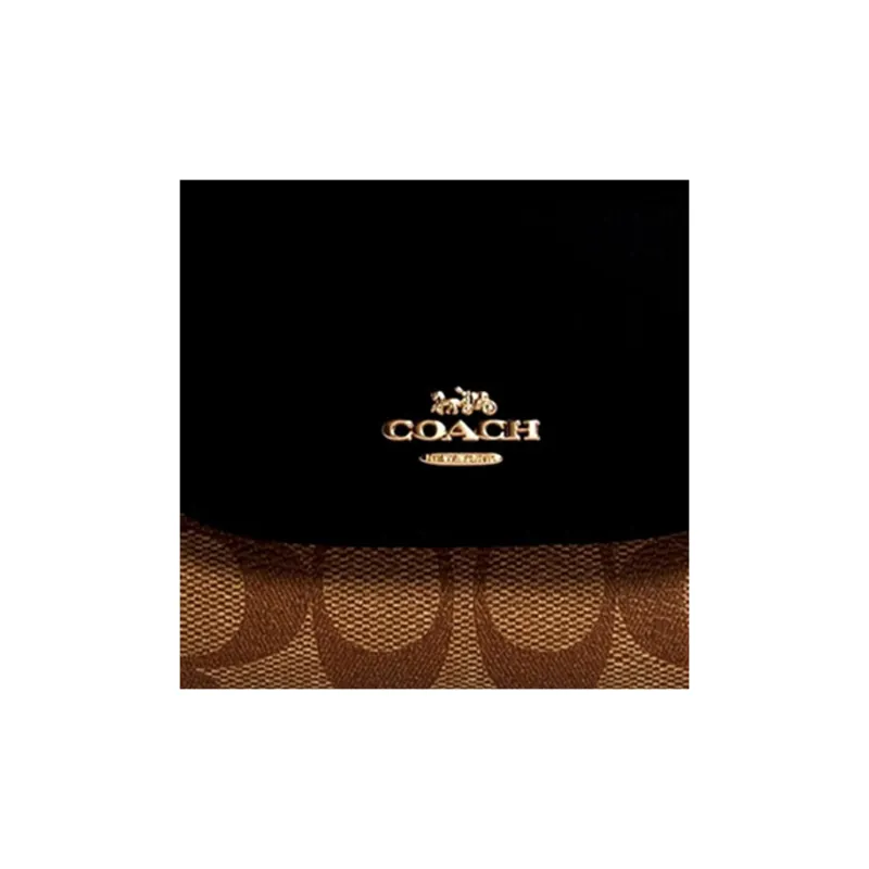 COACH Canvas Leather Clutch Wallet Women's Black & Brown Monogram-3