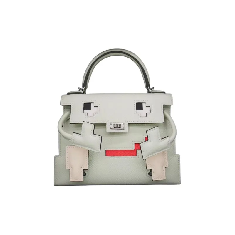 HERMES Kelly Doll Epsom Calfskin Shoulder Bag Crossbody Bag Handbag Women's Bubble Green With Cream White-0