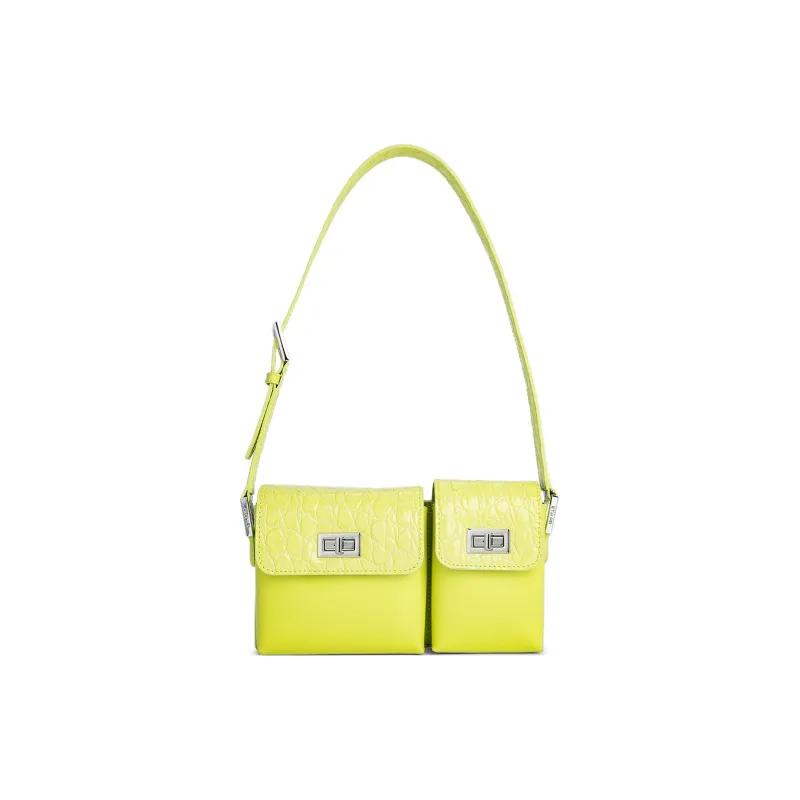 By Far Baby Billy Crocodile Pattern Cow Leather Shoulder Bag Handbag Shoulder Bag Women's Light Green-1