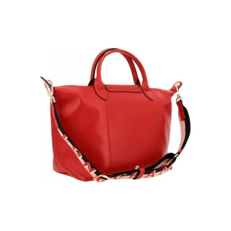 LONGCHAMP Le Pliage Genuine Leather One Shoulder Handbags Women's Red-1