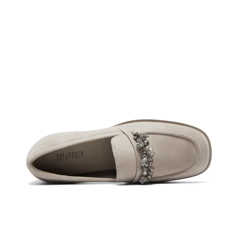 Joypeace Velour Latte Loafers 3.5cm Women's-9