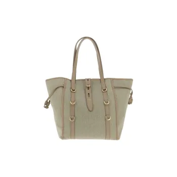 Furla Leather With Cotton Tote Bag, Shopping Bag, Handbag, Shoulder Bag Unisex Beige