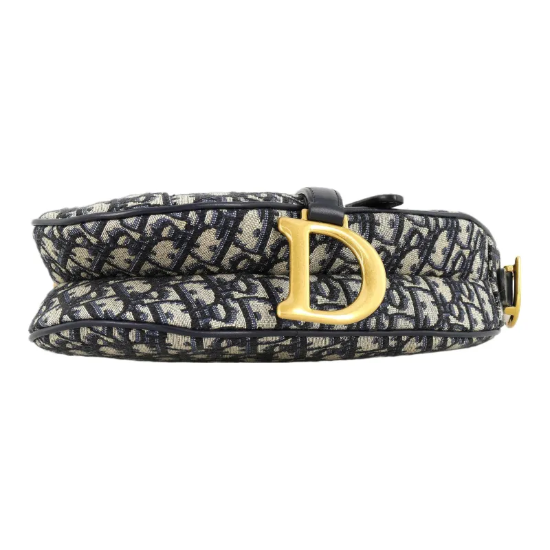 DIOR Saddle Jacquard Canvas With Leather Saddle Bag Handbag, Shoulder Bag, Crossbody Bag Medium Size Women's Denim Blue-4