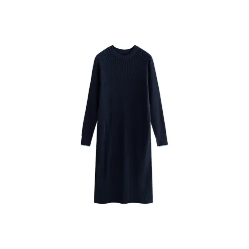 Initial language Long-Sleeved Dresses Women's Royal Blue