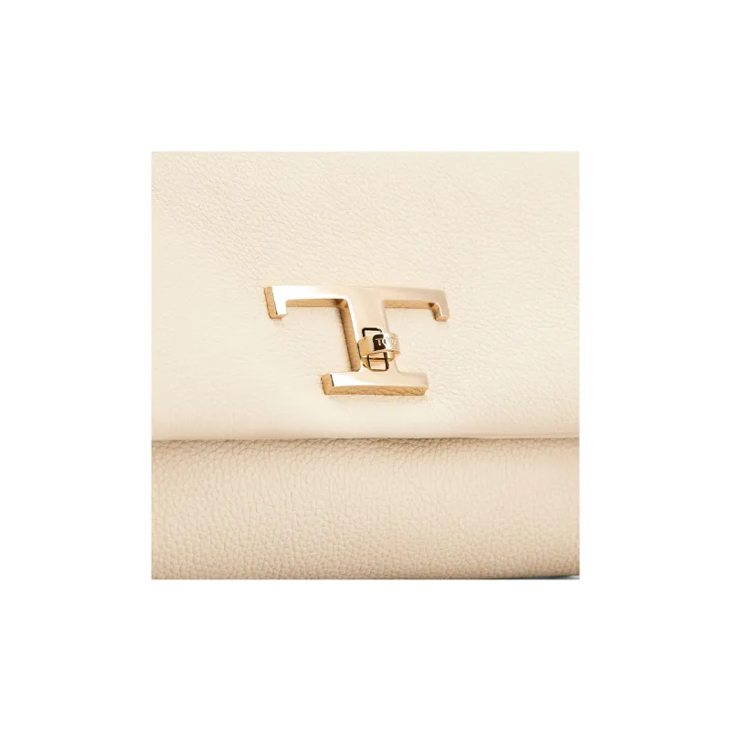 TOD'S Timeless Calfskin Flap Bag Shoulder Bag Crossbody Bag Mini Women's Beige Yellow-5