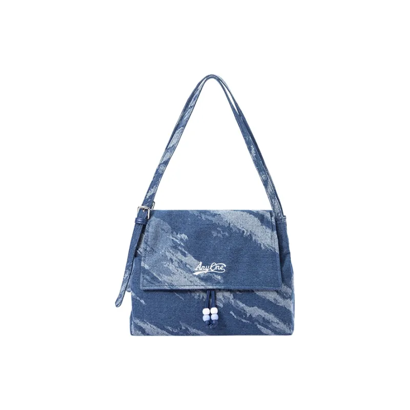 SEM/R PU And Fabric Crossbody Bag, Shoulder Bag Regular Women's Ecru/Denim Light Blue-6